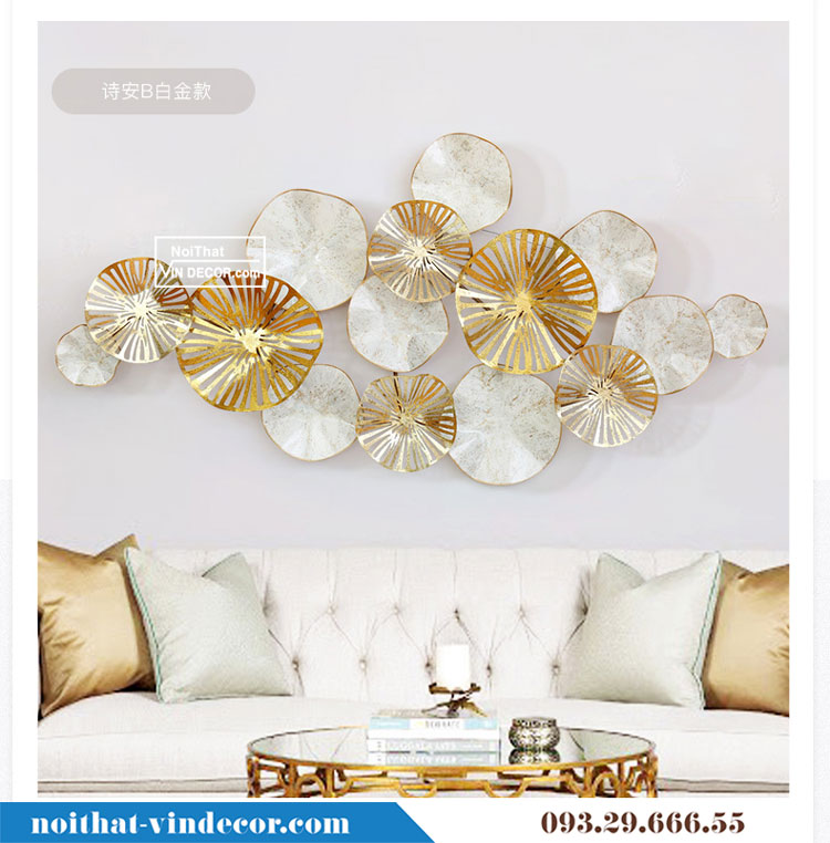 Tranh sắt sen trắng trang trí nội thất TBB 189